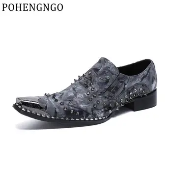

European Men Business Dress Shoes Fashion Printed Banquet Loafer high-grade Rivets Social Sapato Men Oxfords Flats Wedding Shoe