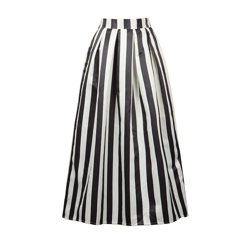 A1168 summer high waist stretch waisted black and white vertical stripe