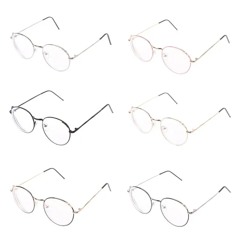 Женские Ретро очки кошачий глаз близорукость оптическая круглая металлическая оправа очки плоское зеркало-1,0-1,5-2,0-2,5-3,0-3,5-4,0-5,0-5,5