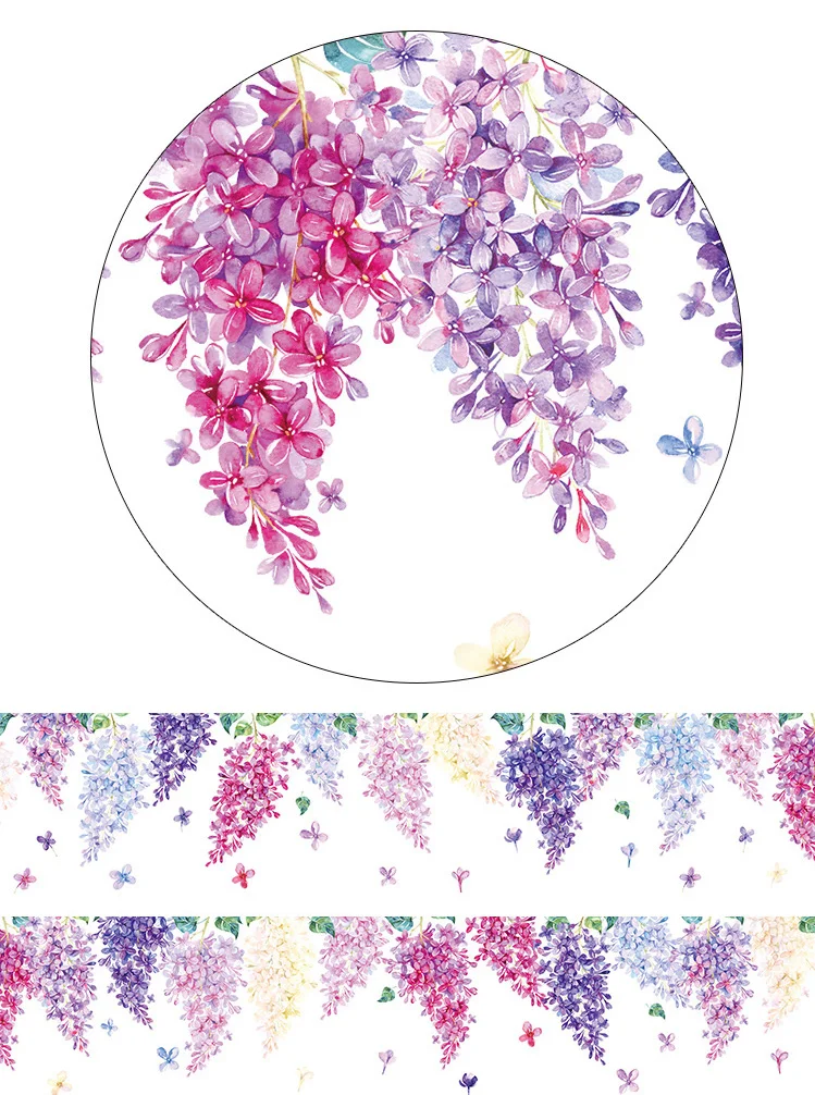 Beautiful Watercolor Wisteria Floral Masking Tapes Scrapbooking Floral