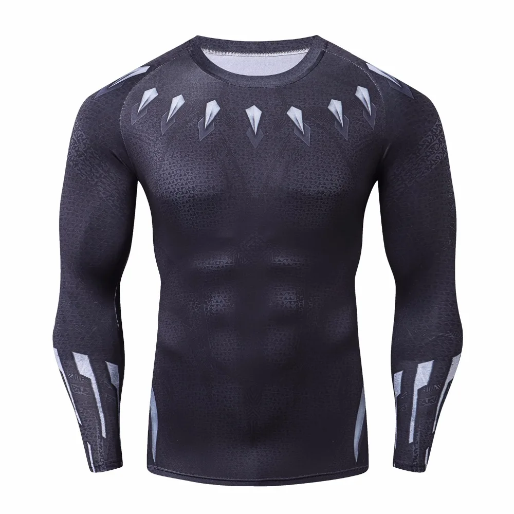 

Raglan Sleeve Black Panther Compression Shirts 3D Printed T shirts Men 2018 Avengers Comics Tops For Male BodyBuilding Clothes