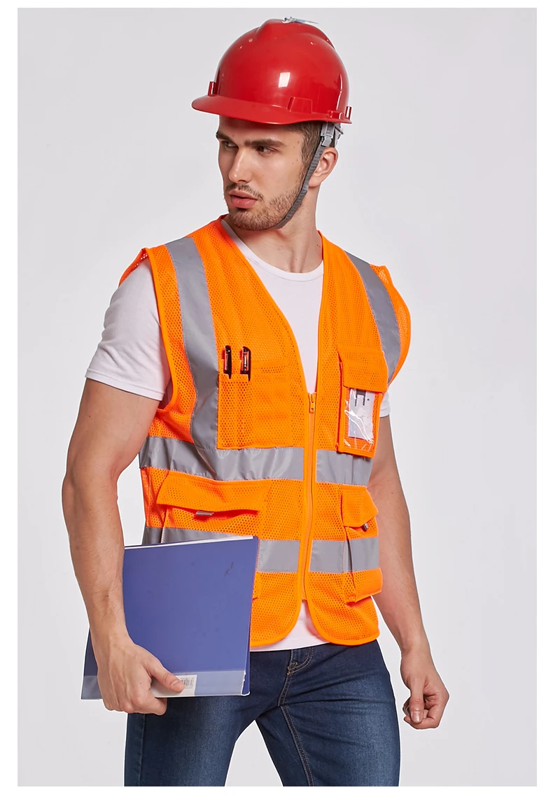 SFvest HI VIS VIZ жилет руководителя высокой видимости светоотражающий сетчатый жилет Мульти-карман жилет безопасности со светоотражающими полосками сетчатый жилет