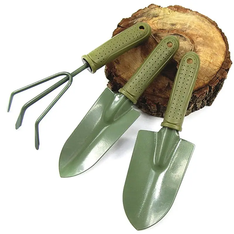 3Pcs Spade Fork Shovel Rake Harrow Set Gardening Tools Potted Plants Maintenance Suit Anti Slip Handle Gifts-KB