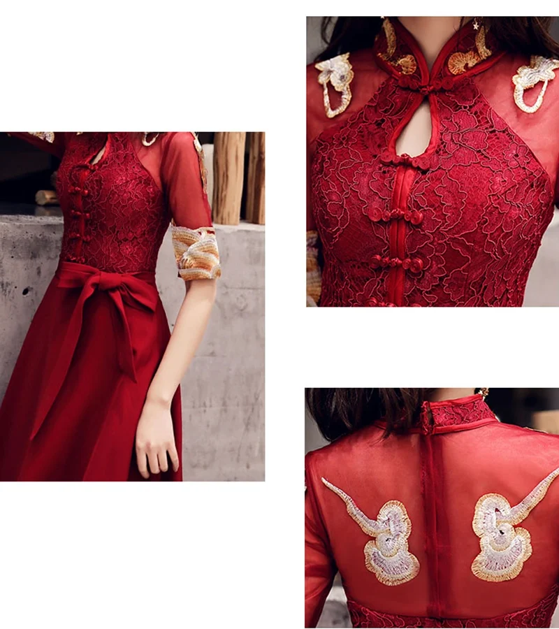 Qipao/платья подружки невесты платье Fiesta в китайском стиле миди длинное платье Ципао Soiree Femme для свадьбы TS1284