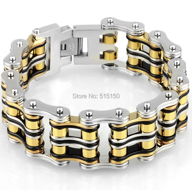 

PUNK Biker Bicycle Silver/Gold/Black 316L Stainless Steel Bracelet Jewelry Bike Chain Bracelet & Bangles Jewelery For Men