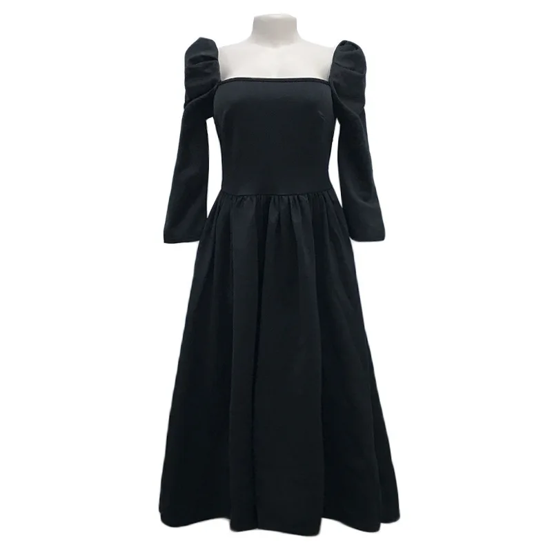 2018 Spring Square Neck Long Sleeve Women's Dress 50s 60s Audrey Hepburn Style Retro Dresses Women Beautiful Princess Party | Женская