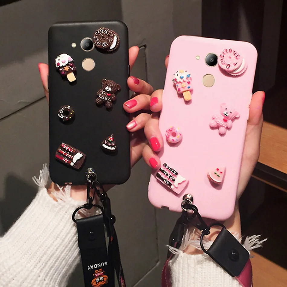 

3D Cute Bear DIY Candy Case For Xiaomi Redmi Note 6 Pro Cartoon Lanyard Cover For Redmi Note 5 Pro 4x 4 Kawaii Soft TPU Cases