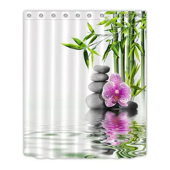 

India Spa Zen Buddha Water Yoga Shower Curtain Polyester Fabric Waterproof Massage Stone Orchid Bathroom Bath Curtains