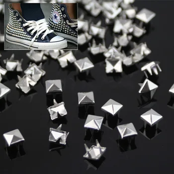 

200PCS 7mm Silver Pyramid Studs Square Nailheads Rivet Spike DIY Sewing Garment Bag Belt Craft Clothes Bracelets decor Punk Rock