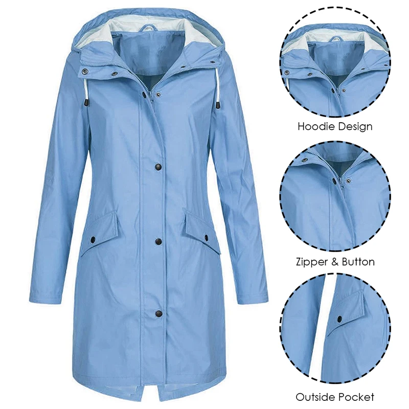 Осенне-зимняя женская походная куртка, однотонная длинная куртка, ветрозащитное пальто с капюшоном, ветрозащитное пальто, походные куртки, ветровка