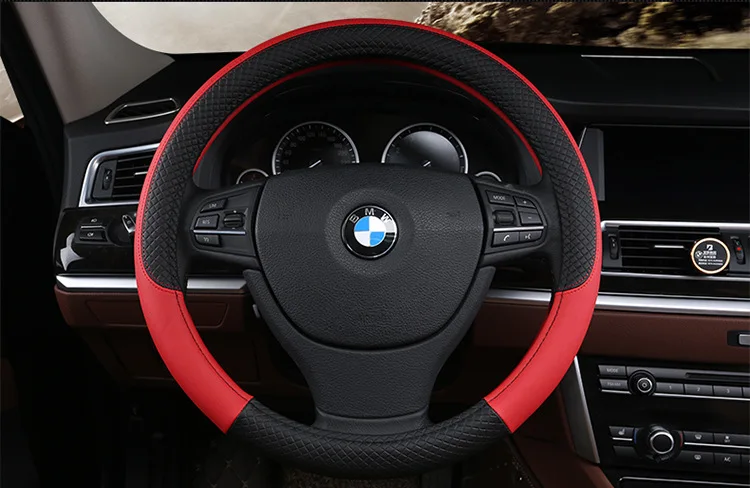PU Leather Universal Car Steering-wheel Cover 38CM Car-styling Sport Auto Steering Wheel Covers Anti-Slip Automotive Accessories 19 8