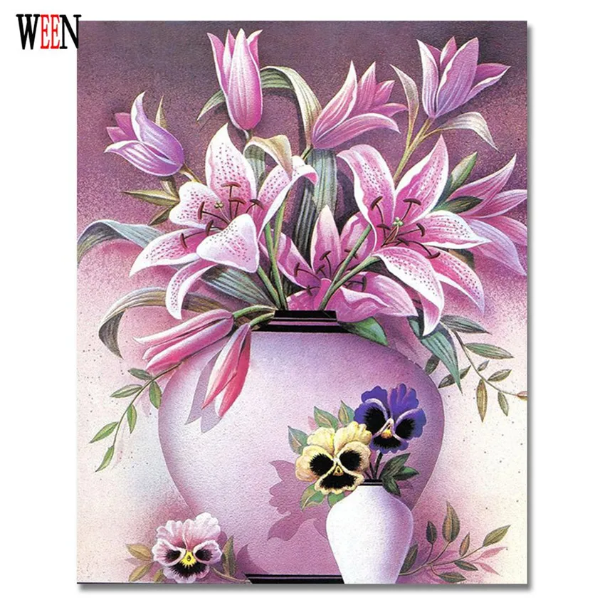 Wall Painting Flower Unique Gifts Canvas Oil Paintings Cuadro Wall Painting Flower Unique Gifts Canvas Oil Paintings Cuadro Art 40x50cm Elegant Lily Home Decoration Coloring By Numbers