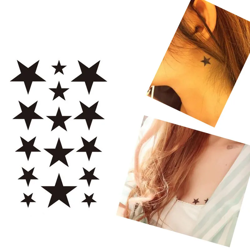 

AddFavor 5Pc Five Pointed Star Pattern Waterproof Temporary Tattoo Body Arm Art Tattoo Sticker Fake Temporary Paster Beauty Tool