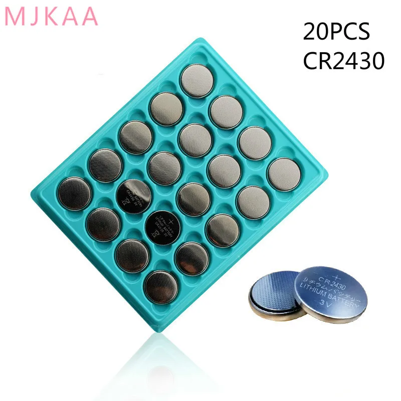 

20pcs/pack CR2430 Button Batteries DL2430 BR2430 KL2430 Cell Coin Lithium Battery 3V CR 2430 For Watch Electronic Toy Remote