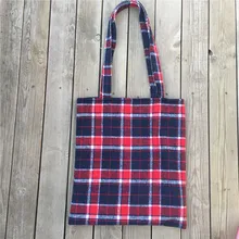Yile вручную шерстяная клетчатая Шотландка Экологичная для шоппинга с ручкой сумка на плечо красный синий белый YL81029e