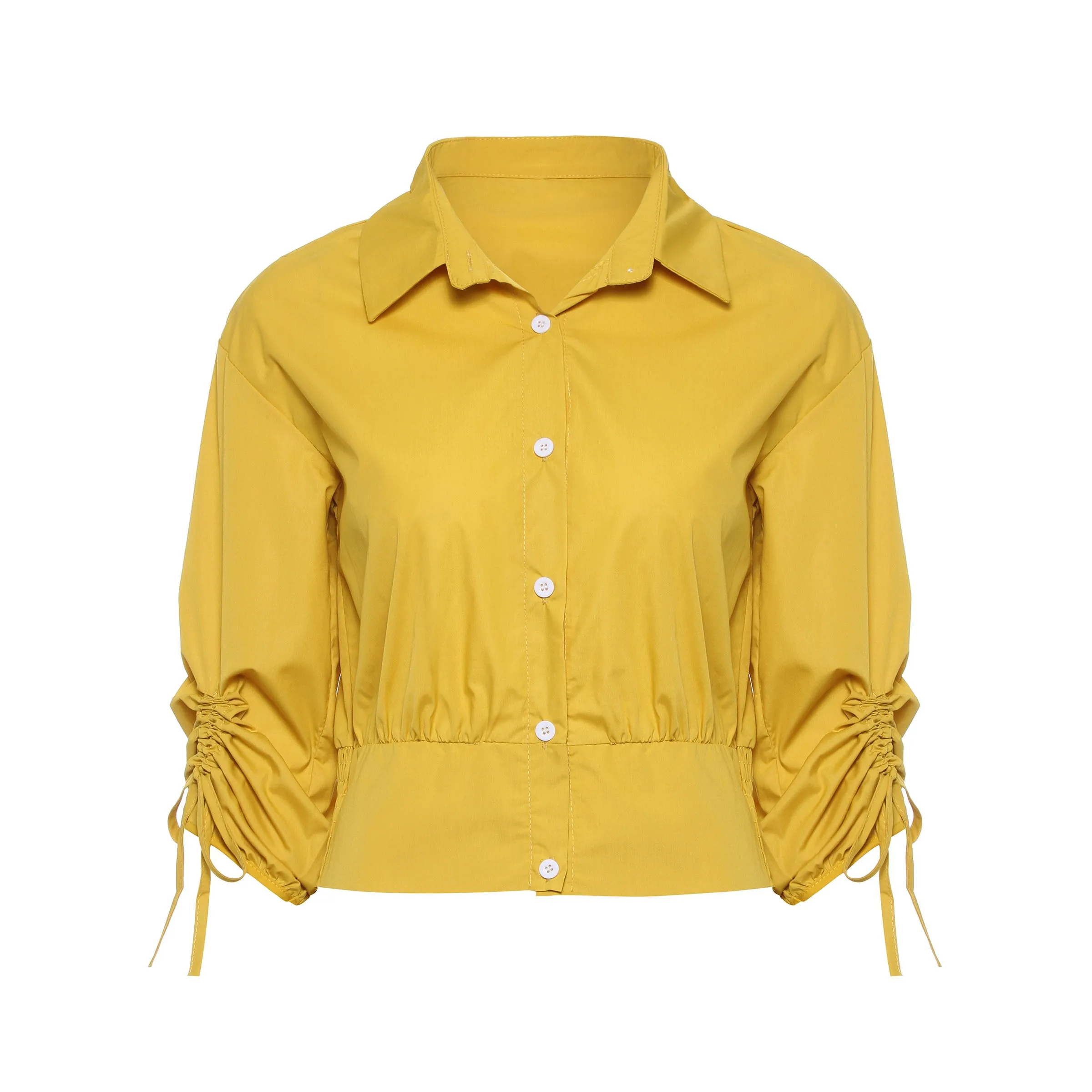 Buy Yellow Fashion Navel Blouse Shirt Women Autumn