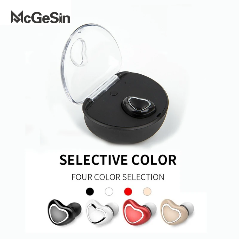 

McGeSin Bluetooth Earphone Wireless TWS Stereo Headset Mini In-Ear sport Earbuds Single earpiece With Charging Box microphone
