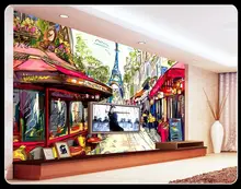 3d tridimensional de parede configuração tv papel de parede personalizado mural não-tecido de lona de ruas de paris mural pintura de paisagem