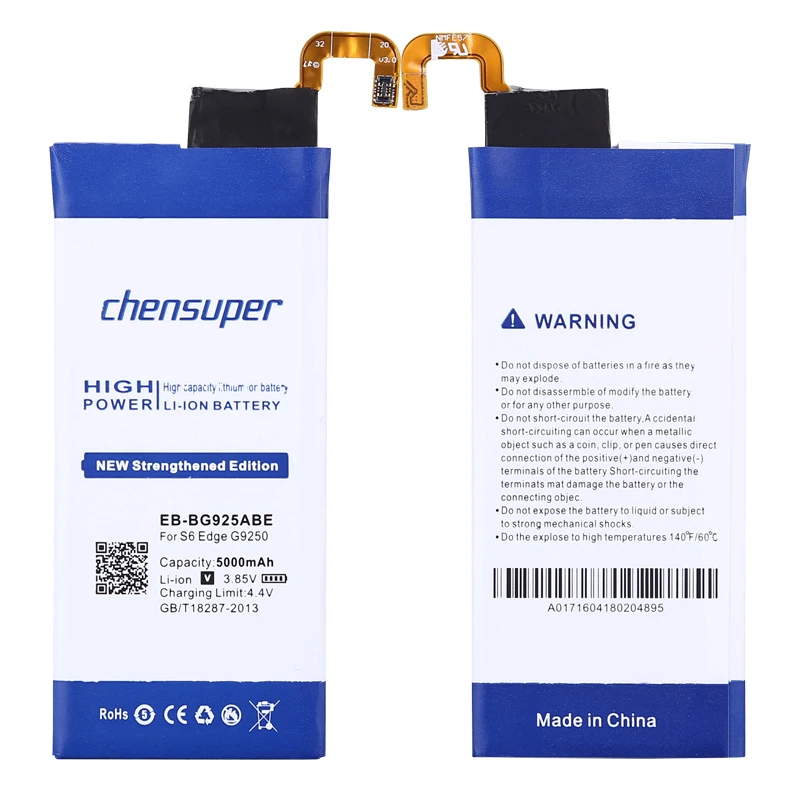 chensuper EB-BG925ABE телефон Батарея для Samsung Galaxy S6 Edge G9250 G925F Батарея сменная батарея для мобильного телефона