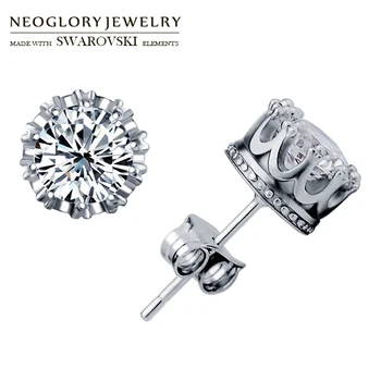 

Neoglory Jewelry Zircon S925 Silver Stud Earrings Exquisite Round Ball Design Allergy Free Elegant Women Wholesale Trendy Style