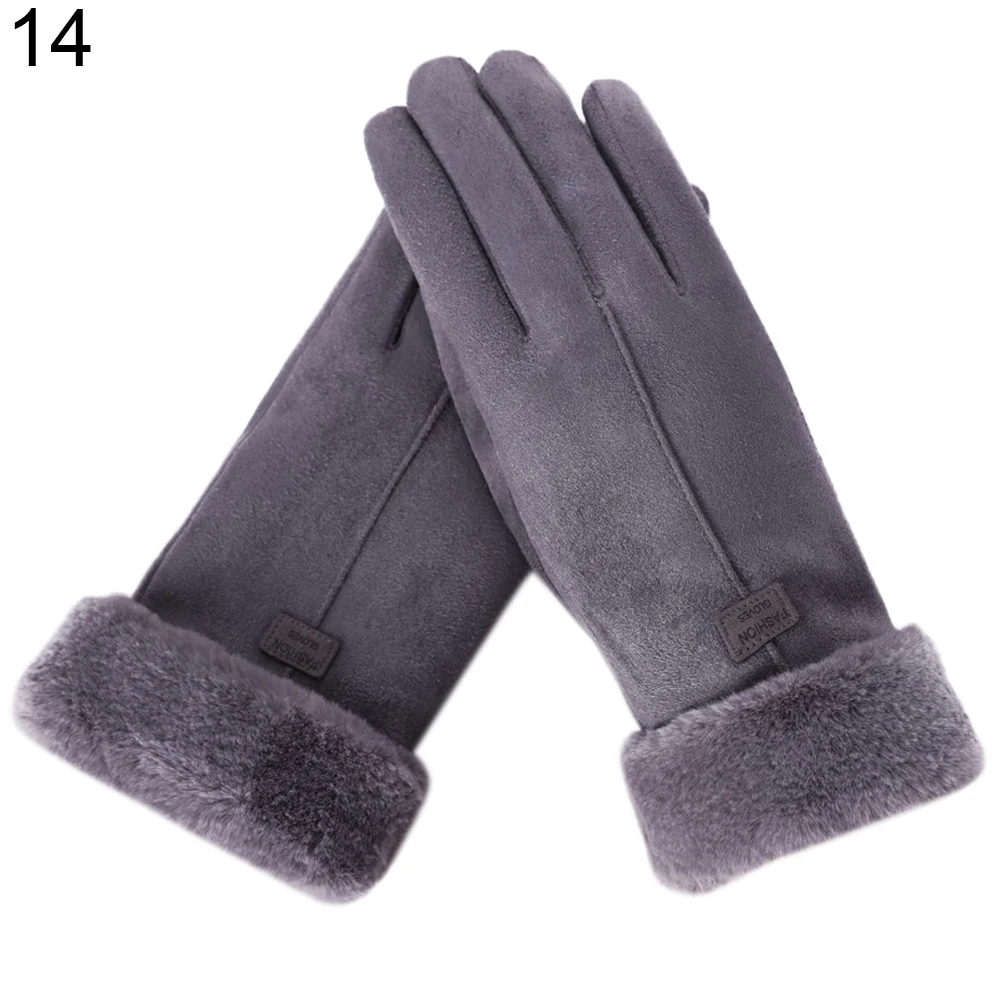 Новые женские милые зимние мягкие теплые перчатки из искусственной замши