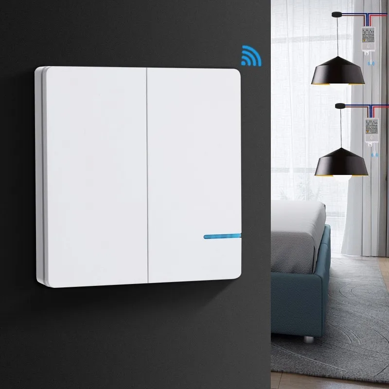 

Smernit Wireless light Switch 220v 2-Gang LED Lamp Wall Switch Remote Control Switches Waterproof Touch Push Button Switch