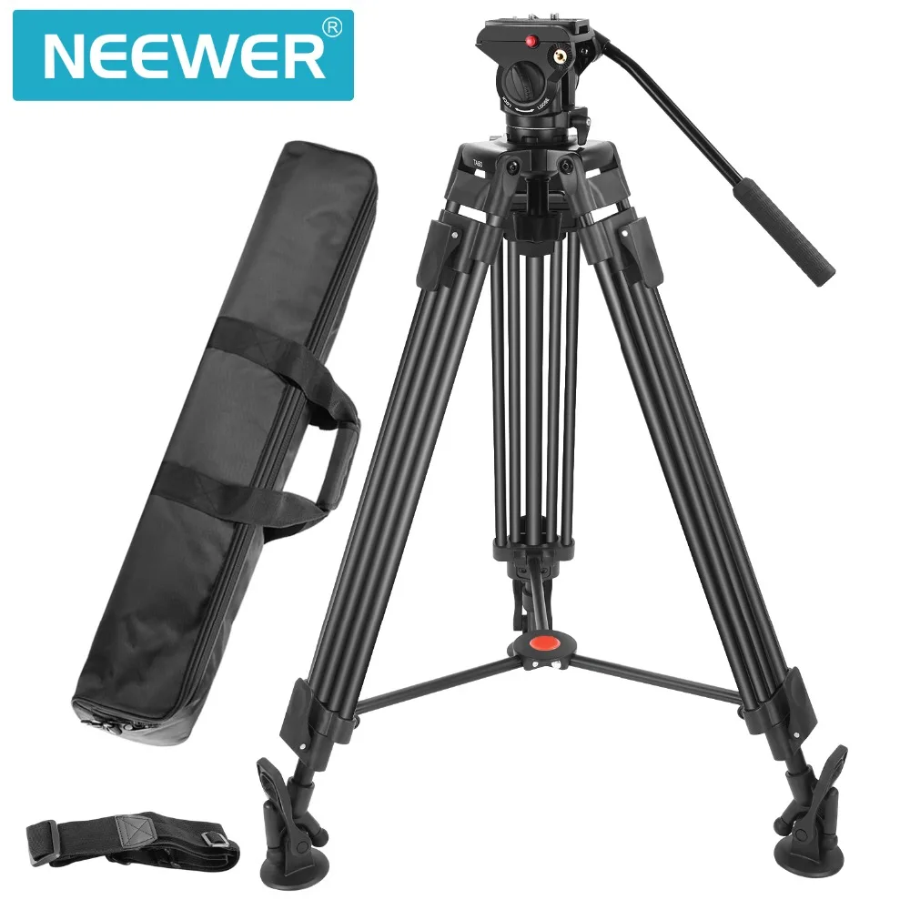 Профессиональный сверхмощный штатив для видеокамеры Neewer, 64 дюйма/163 см, алюминиевый сплав, с 360 градусов, с подвижной головкой