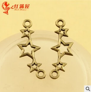 

A3558 Free Shipping 100pcs/bag size 25*9mm colour bronze star link Antique diy pendant Jewelry findings for chain accessories
