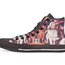 Фигурка Принцесса Мононоке Повседневное с высоким берцем холщовая Обувь Кеды легкие ботинки для ходьбы