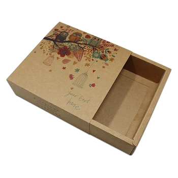 

10Pcs/lot 15*15*4.5cm Brown Owl Printed Kraft Paper Drawer Design Gifts Packaging Box Paperboard DIY Crafts Packing Box