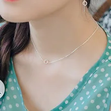 925 пробы Серебряное простое круглое колье-чокер для женщин kolye bijoux femme collares воротник mujer collares de moda