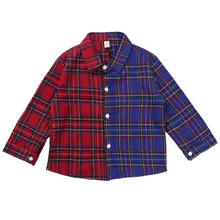 Клетчатый хлопковый свитер для мальчиков г. Новая весенне-осенняя блузка с длинными рукавами для девочек Детская рубашка Корейская версия