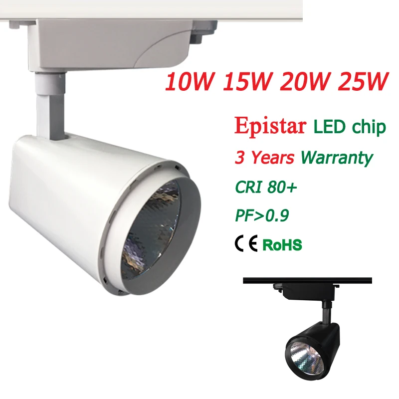 

10pcs Free Shipping 25W Led Track Light COB Rail Lights 100lm/w tracking light for Ceiling Shop equal 200W halogen lamp