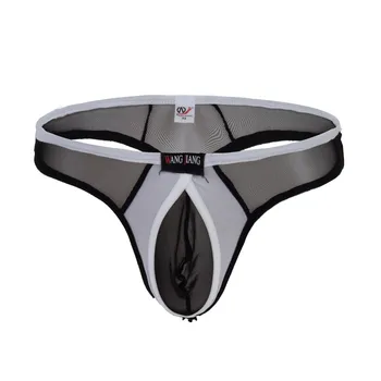 

2017 Sexy Men's Gauze G-Strings & Thongs Gay Men Underwear U Convex Crotch Breathable Mesh Underpants brand cueca thong