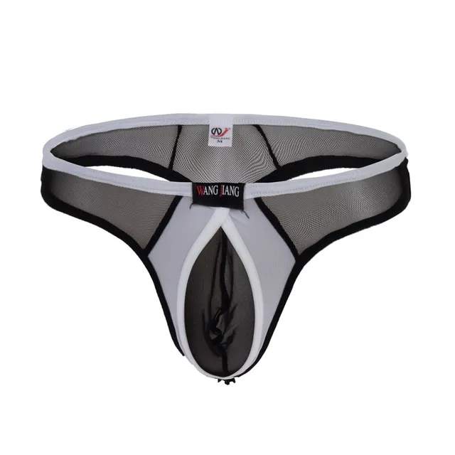 2017 Sexy Men's Gauze G Strings & Thongs Gay Men Underwear U Convex Crotch Breathable Mesh