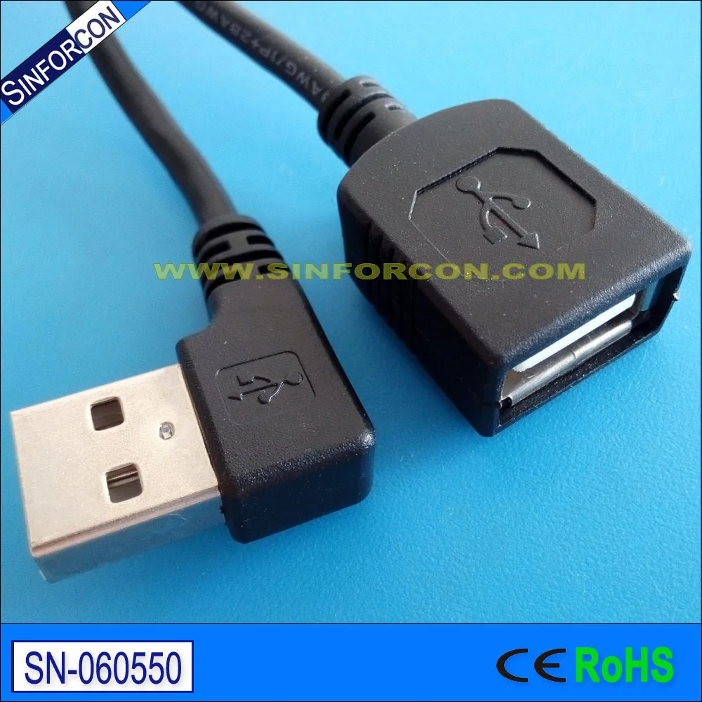 

Левый правый угловой USB 2.0 L-образный Угловой USB-кабель-удлинитель USB