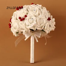 Свадебное платье zyllgf Дешевые Искусственные Свадебные букеты цветы для невесты ручной Букет цветов De Casamento, платье с отделкой бисером WF17