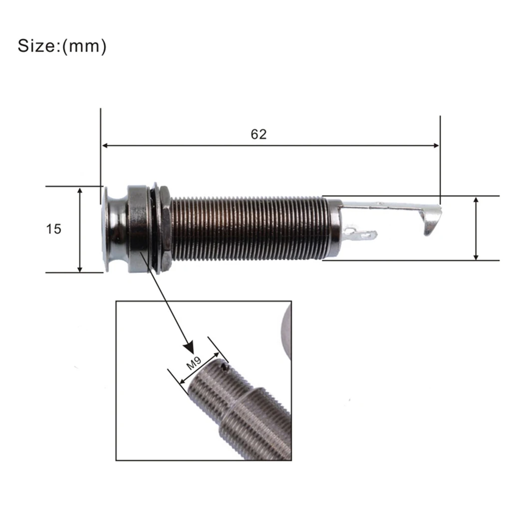 Brass Easy Install 1/4inch Cylinder Endpin Output Jack for Acoustic Guitar Great Replacement Parts 62mm Dark Black/Black  Color 