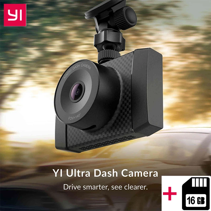 

International YI Ultra DashCamera Voice Control WiFi Action DashCam 2.7K Resolution A17A7 Dual Core Chip With 16G Card