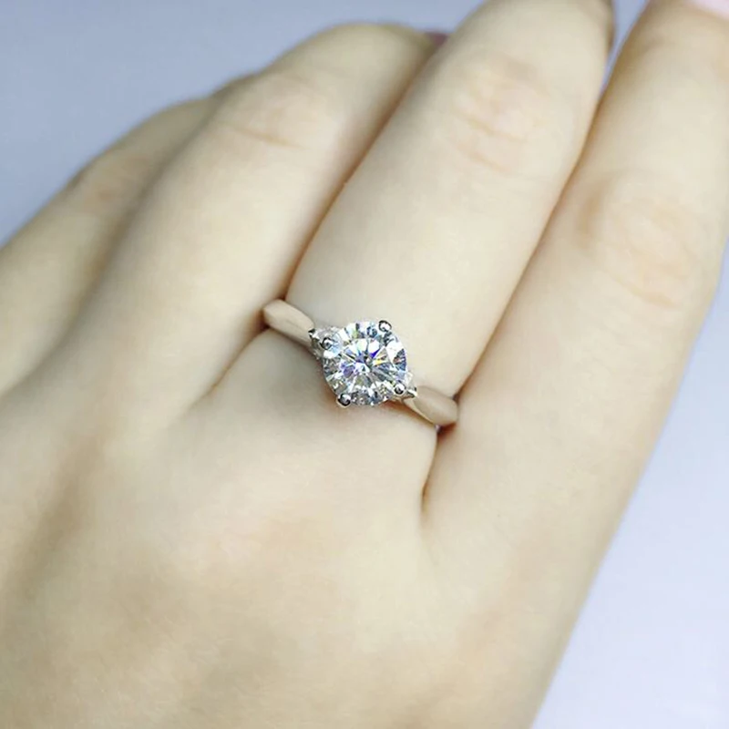 Qevila New Fashion Rings Jewelry AAA Zircon Romantic Wedding Engagement Rings Silver Big Four Prong Crystal Rings for Women Gift (3)