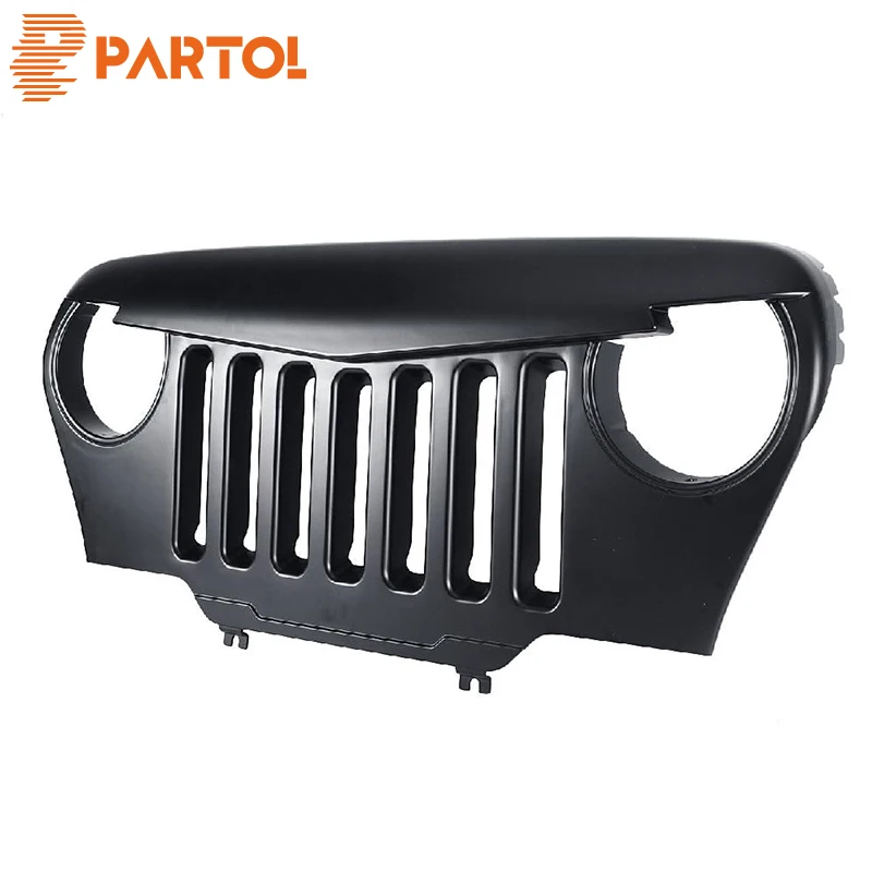 

Partol Car Front Mesh Grille Matt Black For Jeep Wrangler TJ 1997 1998 1999 2000 2001 2002 2003 2004 2005 2006