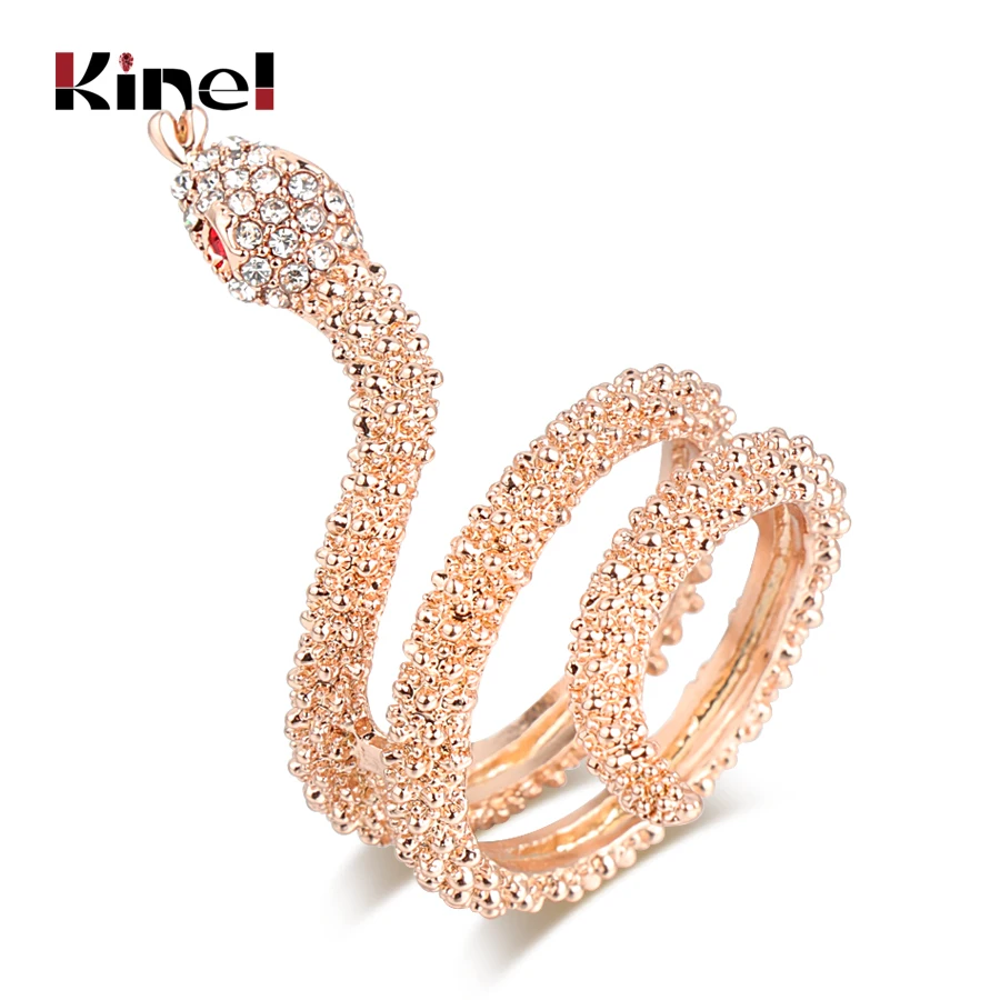 Kinel, ювелирные изделия в виде животных,, модные кольца в виде змейки из розового золота для женщин, тяжелые металлы, кольцо в стиле панк-рок с кристаллами, Винтажные Ювелирные Изделия