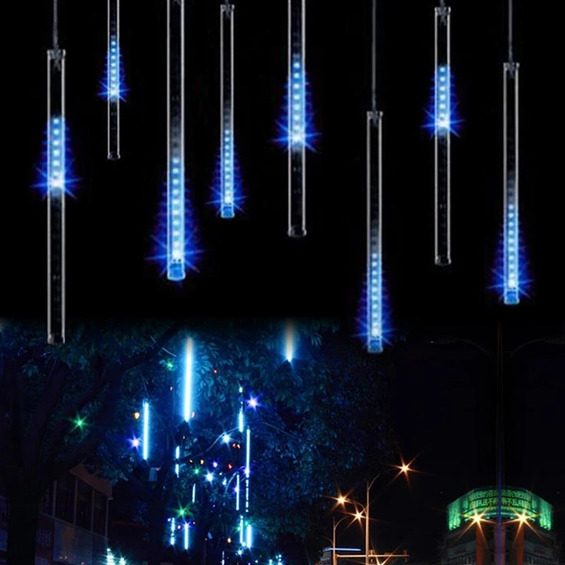 50 CM 90-280 V LED Natal Meteor Shower Rain Tabung Lampu Luar Salju Pohon Pesta Pernikahan Taman Xmas String Cahaya UNI EROPA