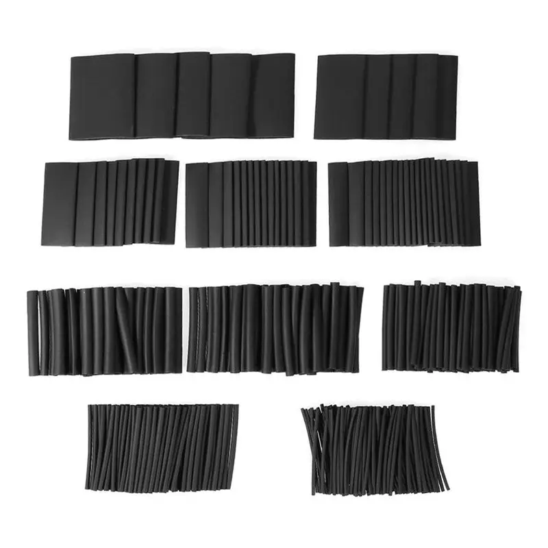 

415 Pcs Black Waterproof Heat Shrink Tubing Set In 10 Assortment, Polyolefin Halogen Free Shrink Sleeves Electric Heat Shrink