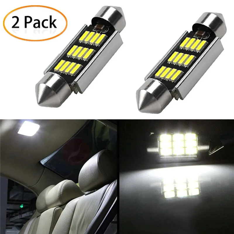 kongyide Car Light 2Pcs 39mm LED 6500K White Marker Lamps 3030SMD Ceiling Lamp Roof Bulb f19 | Автомобили и мотоциклы