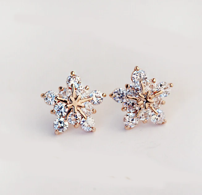 Fashion Korean Cute Gold Tone Crystal Rhinestone Snowflake Ear Stud Fashion Korean Cute Gold Tone Crystal Rhinestone Snowflake Ear Stud Earrings Jewelry For Women Xmas Gift Free Shipping In From