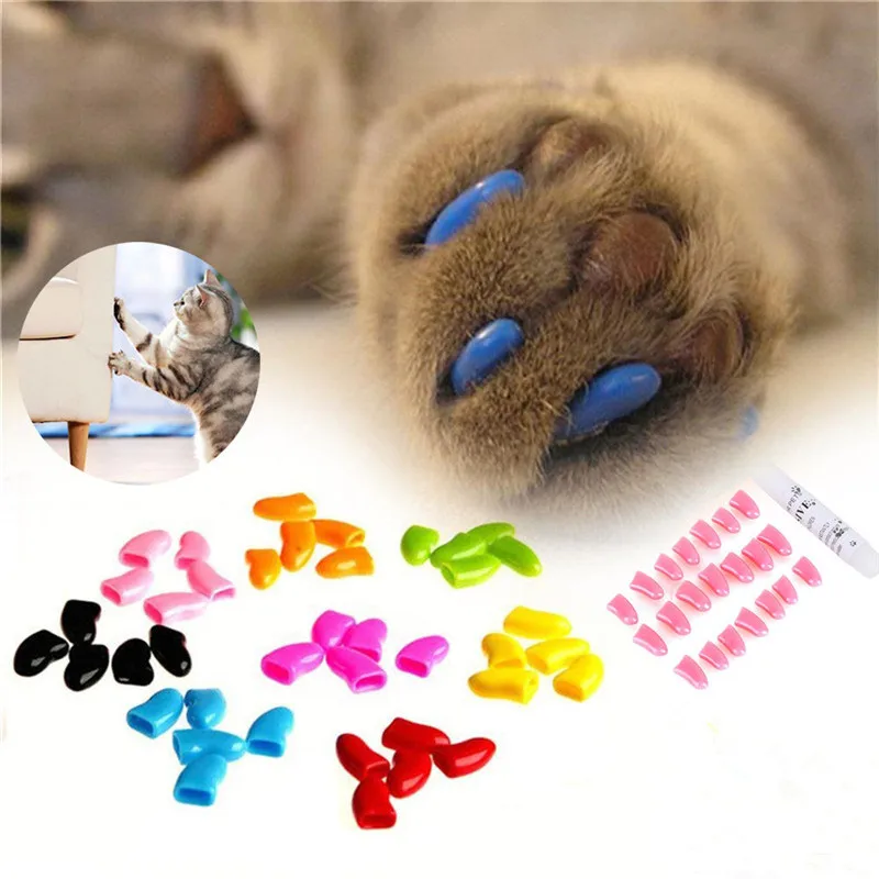 

Colorful Pet Cat Claw Covers Environmental PVC Dog Paws Decoration Nail Caps Protective Nail Covers with 1 Glue Pet Accessories