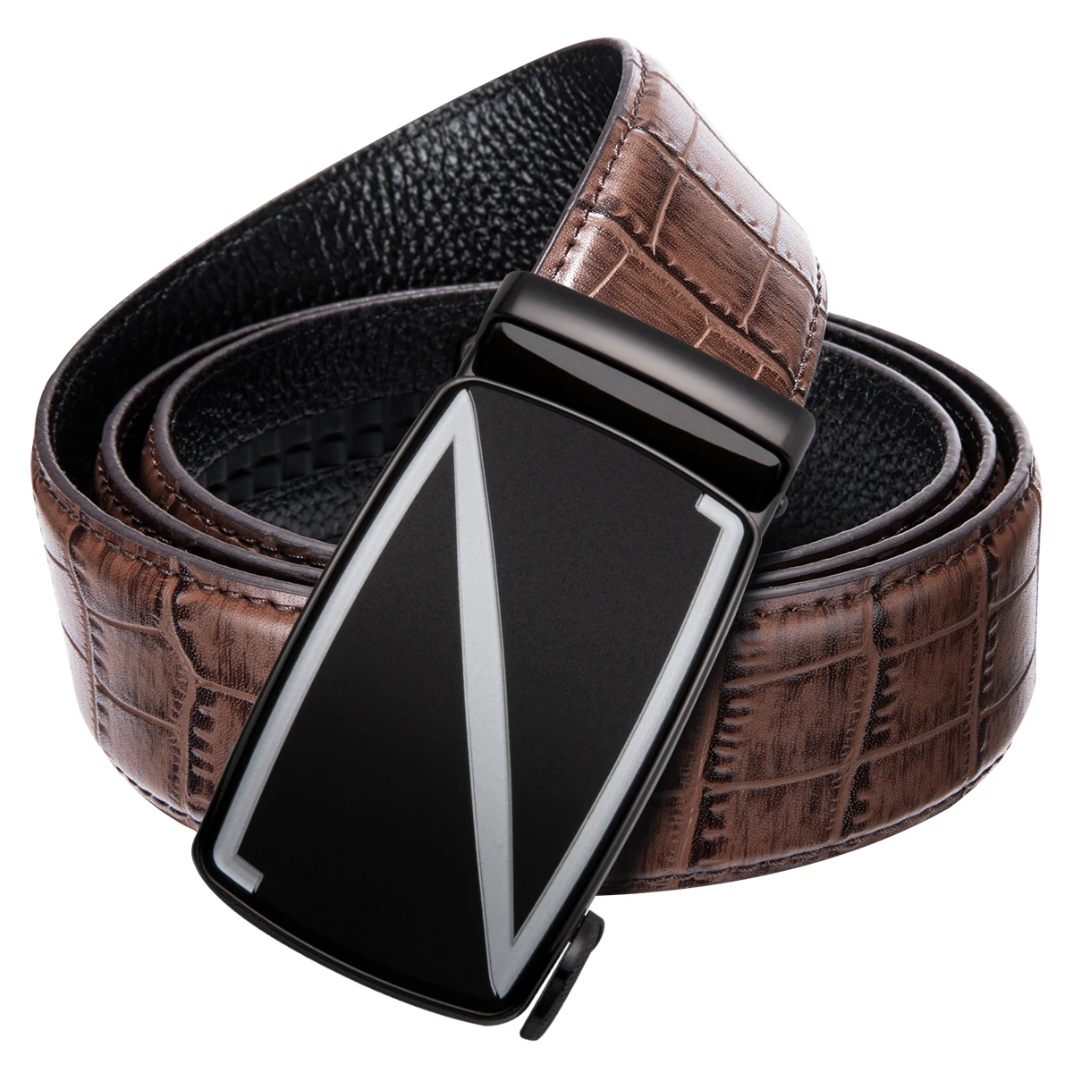 designer black leather belt
