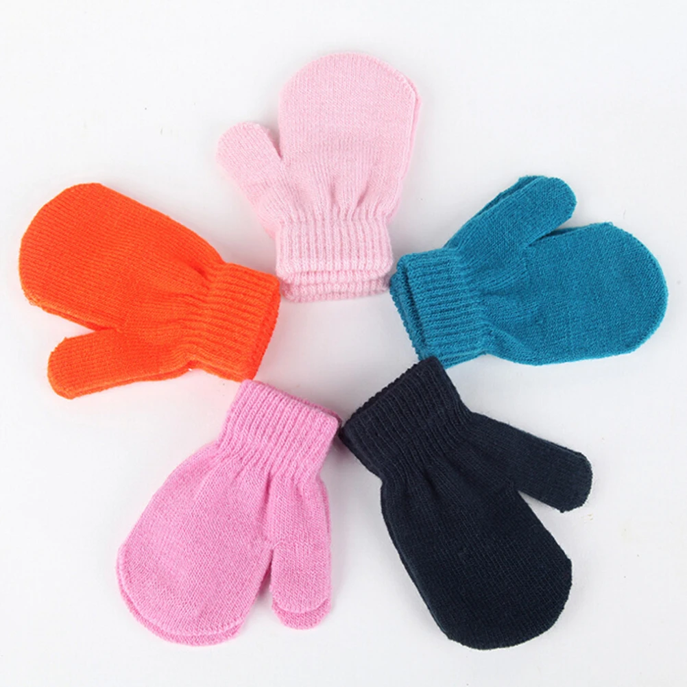 1 Pair Baby Warm Winter Gloves Kids Toddler Boys Girls Knitted Gloves