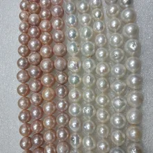 JYX жемчуг Эдисон струны натуральный пресноводный жемчуг 13-15 мм круглая струна высокого качества 16 дюймов(белый, розовый